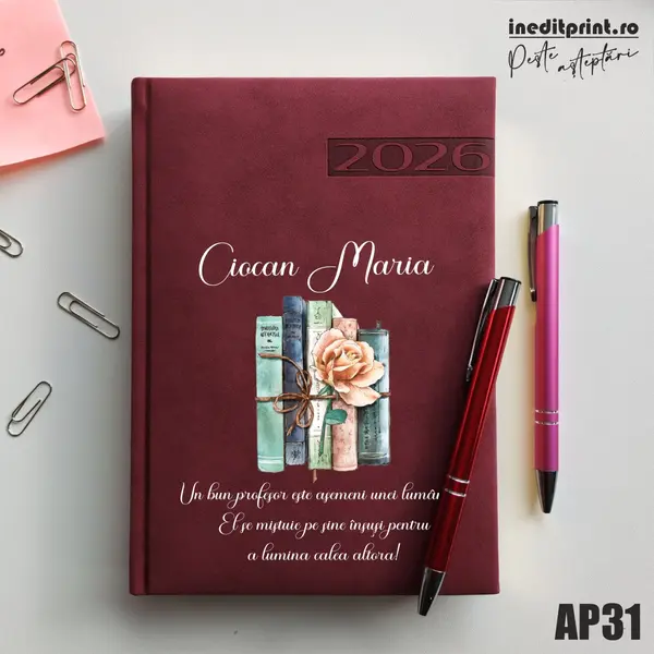 Agenda personalizata 2026 Cadru didactic AP31 DELUXE PREMIUM, Teano Bordo