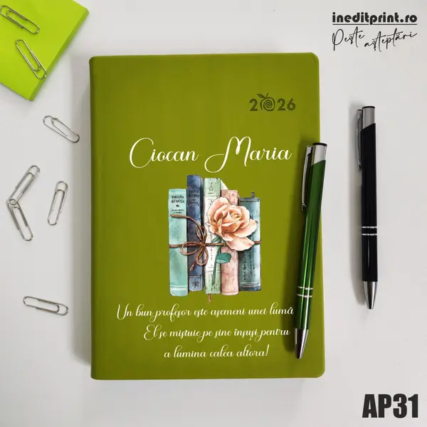 Agenda personalizata 2026 Cadru didactic AP31 DELUXE PREMIUM, Predaia Verde