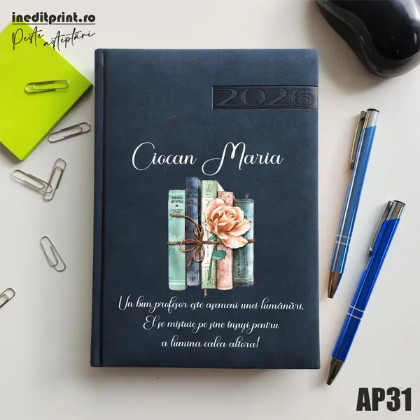 Agenda personalizata 2026 Cadru didactic AP31 DELUXE PREMIUM, Teano Albastru Inchis