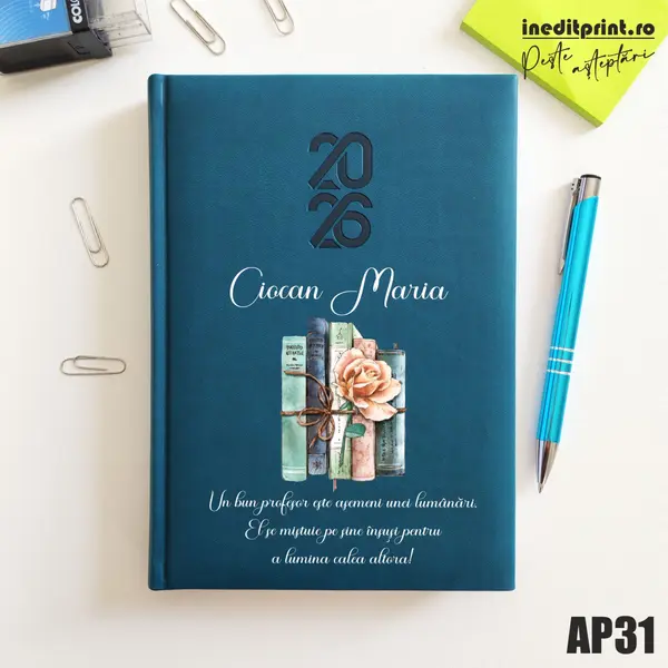 Agenda personalizata 2026 Cadru didactic AP31 STANDARD HT2, Albastru Petrol