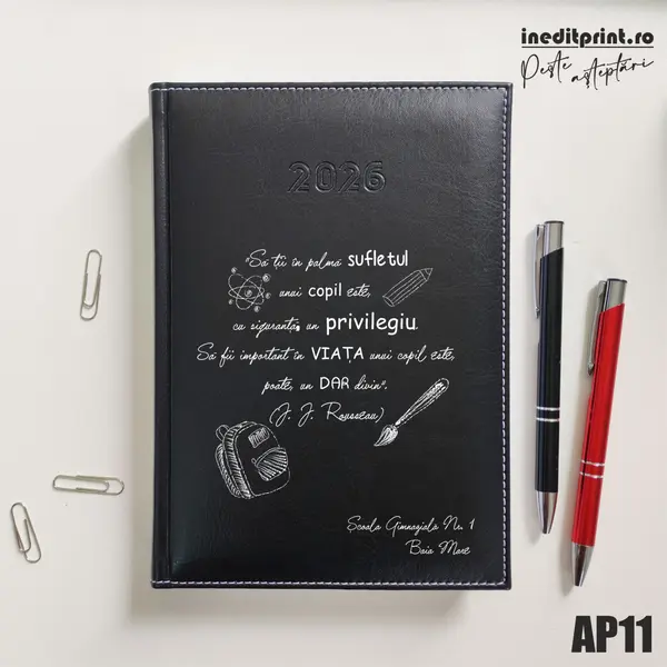 Agenda personalizata 2026 Citat educatie AP11 DELUXE H, Corinaldo Negru