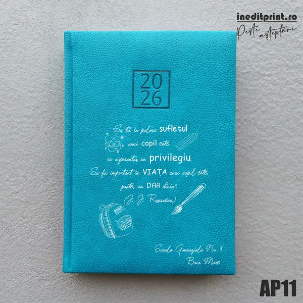 Agenda personalizata 2026 Citat educatie AP11 DELUXE H, Edolo Turcoaz