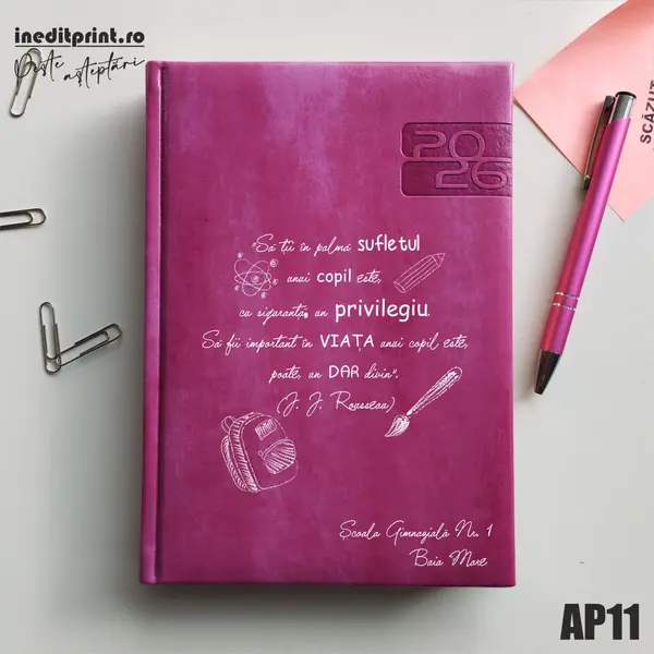 Agenda personalizata 2026 Citat educatie AP11 DELUXE PREMIUM, Narni Purpuriu