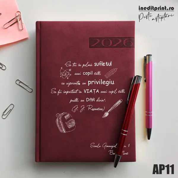Agenda personalizata 2026 Citat educatie AP11 DELUXE PREMIUM, Teano Bordo