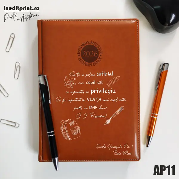 Agenda personalizata 2026 Citat educatie AP11 DELUXE PREMIUM, Amsterdam Maro