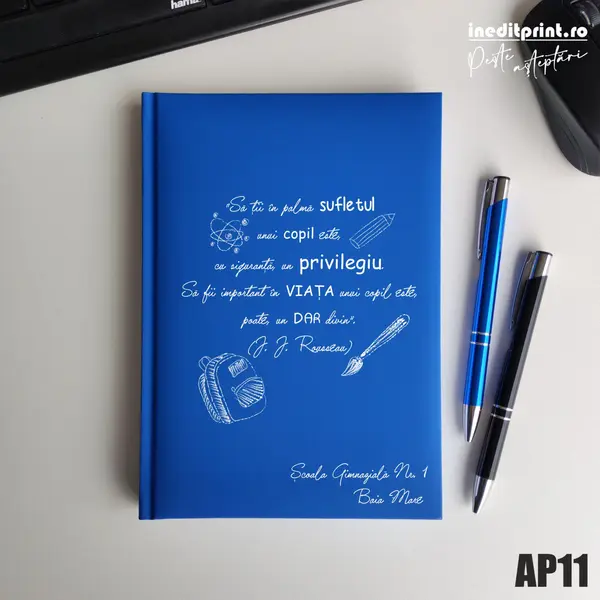 Agenda personalizata 2026 Citat educatie AP11 NEDATATA RT, ALBASTRU