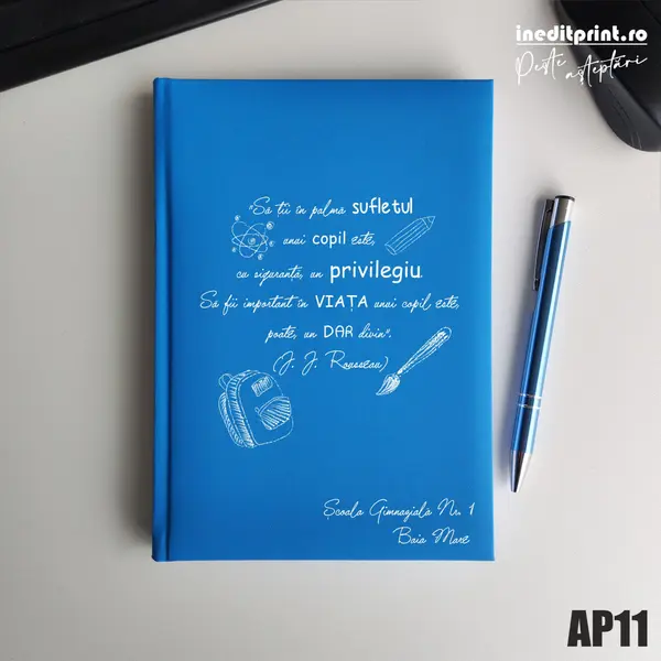 Agenda personalizata 2026 Citat educatie AP11 NEDATATA RT, Bleu