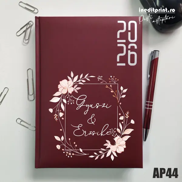 Agenda personalizata 2026 Cuplu AP44 DATATA RT, Bordo