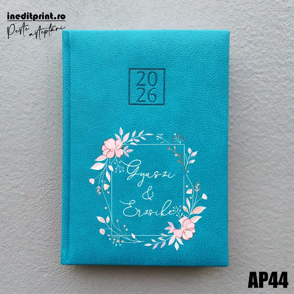 Agenda personalizata 2026 Cuplu AP44 DELUXE H, Edolo Turcoaz