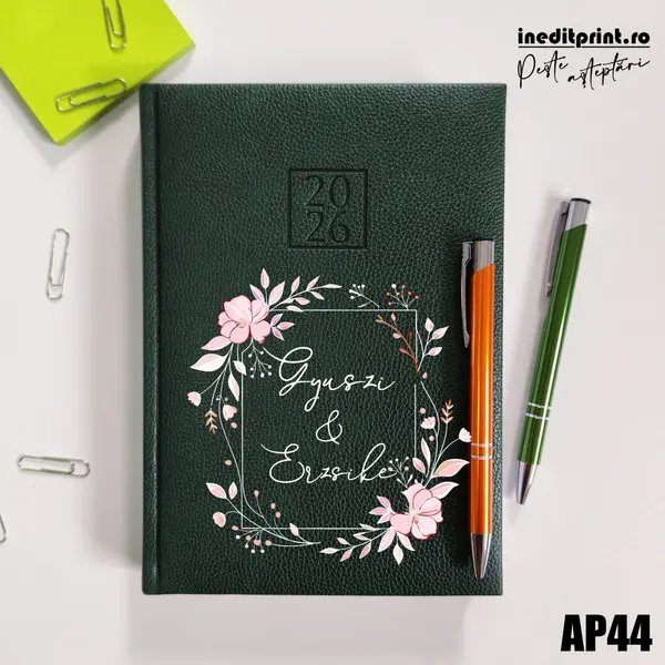 Agenda personalizata 2026 Cuplu AP44 DELUXE H, Edolo Verde