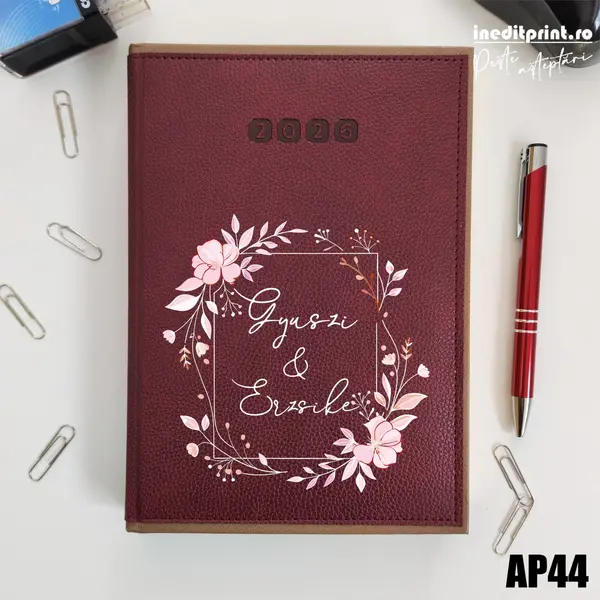 Agenda personalizata 2026 Cuplu AP44 DELUXE PREMIUM, Alghero Bordo
