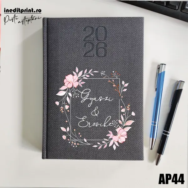Agenda personalizata 2026 Cuplu AP44 DELUXE PREMIUM, Bard Gri