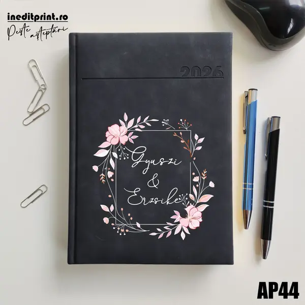 Agenda personalizata 2026 Cuplu AP44 DELUXE PREMIUM, Chia Negru