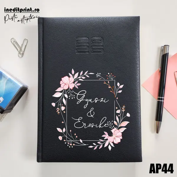 Agenda personalizata 2026 Cuplu AP44 DELUXE PREMIUM, Chiavenna Negru