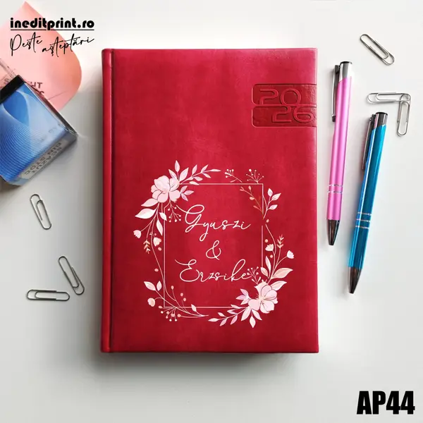 Agenda personalizata 2026 Cuplu AP44 DELUXE PREMIUM, Narni Fucsia