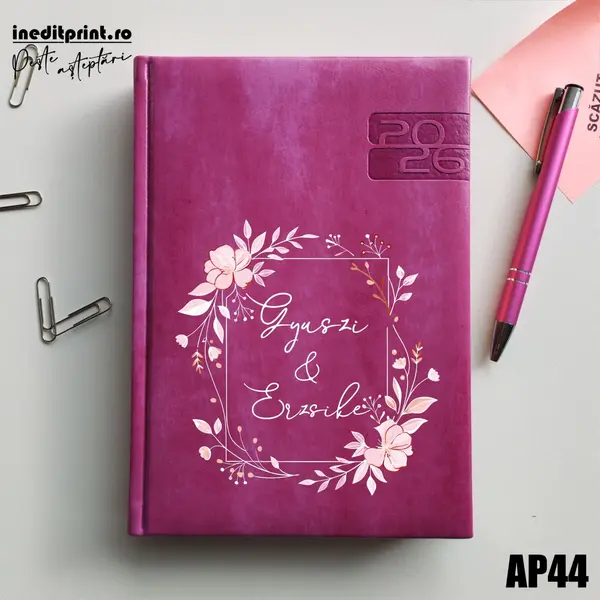 Agenda personalizata 2026 Cuplu AP44 DELUXE PREMIUM, Narni Purpuriu