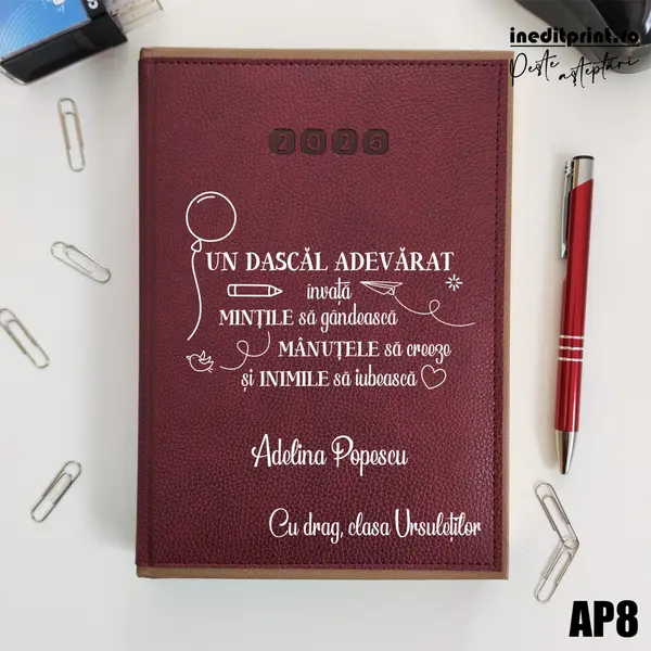 Agenda personalizata 2026 Dascal adevarat AP8 DELUXE PREMIUM, Alghero Bordo