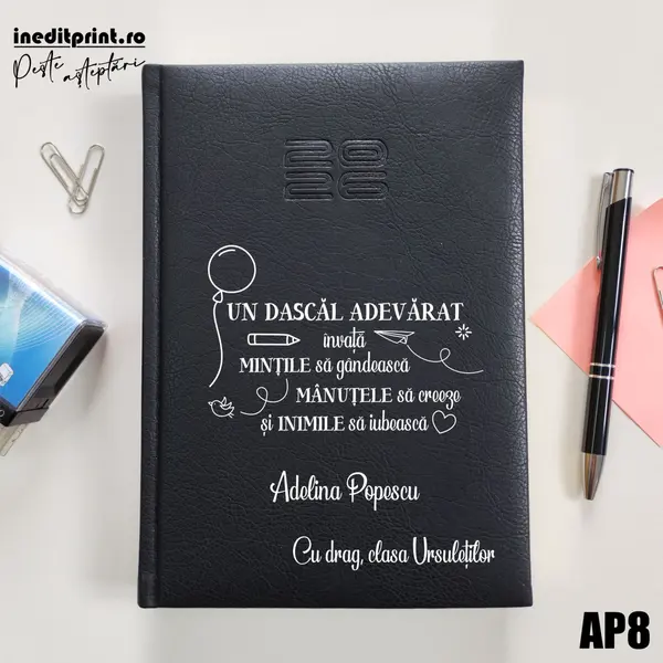 Agenda personalizata 2026 Dascal adevarat AP8 DELUXE PREMIUM, Chiavenna Negru