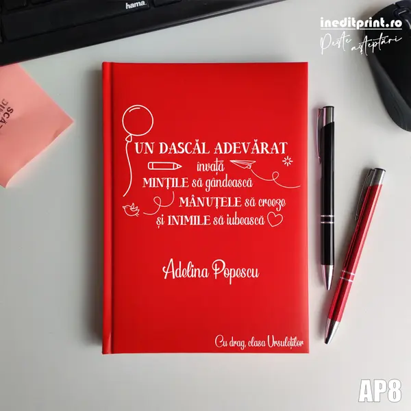 Agenda personalizata 2026 Dascal adevarat AP8 NEDATATA RT, Rosu