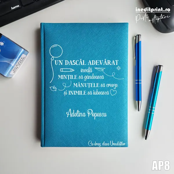 Agenda personalizata 2026 Dascal adevarat AP8 NEDATATA RT, Turcoaz-Adria