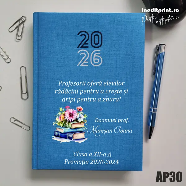 Agenda personalizata 2026 Doamna Profesoara AP30 Datata C, Turcoaz
