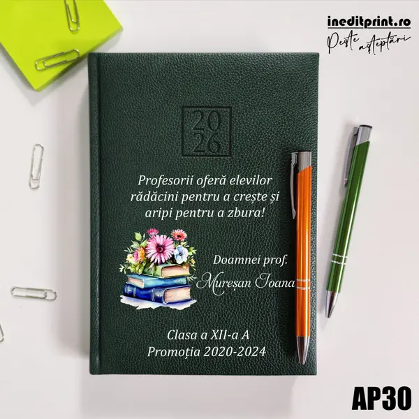 Agenda personalizata 2026 Doamna Profesoara AP30 DELUXE H, Edolo Verde