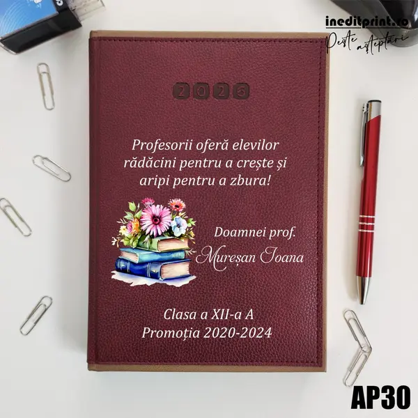 Agenda personalizata 2026 Doamna Profesoara AP30 DELUXE PREMIUM, Alghero Bordo