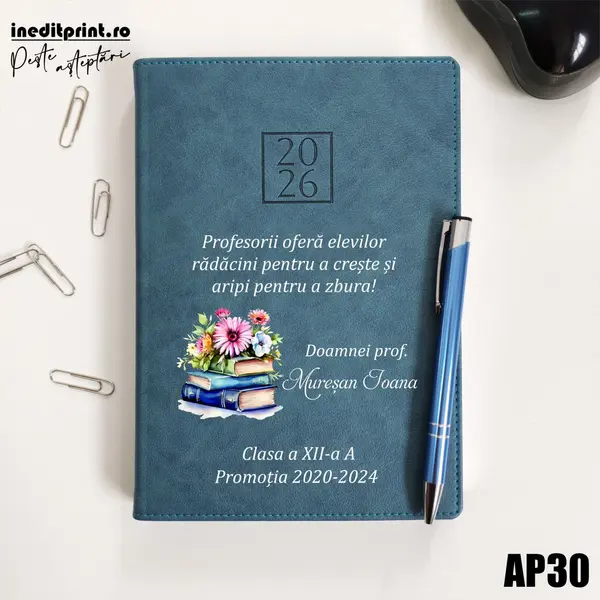 Agenda personalizata 2026 Doamna Profesoara AP30 DELUXE PREMIUM, Chianti Verde Cyprus