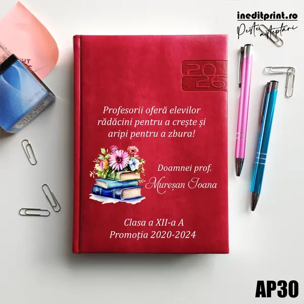 Agenda personalizata 2026 Doamna Profesoara AP30 DELUXE PREMIUM, Narni Fucsia