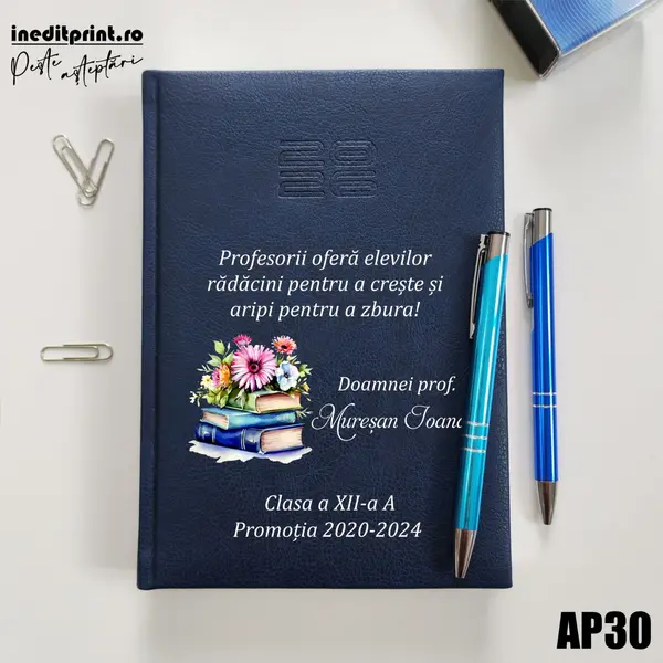 Agenda personalizata 2026 Doamna Profesoara AP30 DELUXE PREMIUM, Chiavenna Albastru