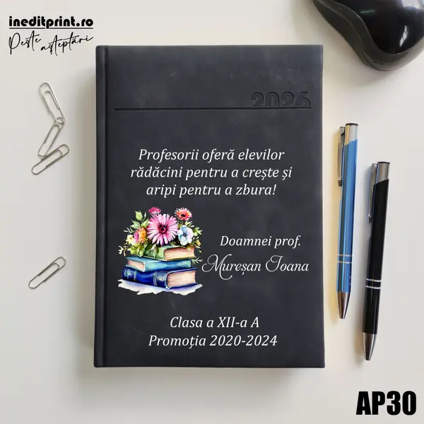 Agenda personalizata 2026 Doamna Profesoara AP30 DELUXE PREMIUM, Chia Negru