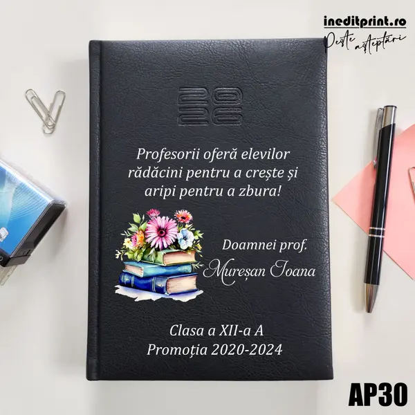 Agenda personalizata 2026 Doamna Profesoara AP30 DELUXE PREMIUM, Chiavenna Negru