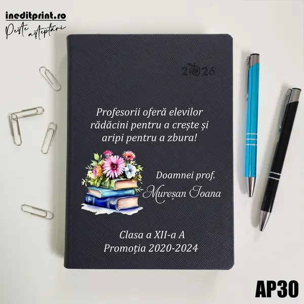 Agenda personalizata 2026 Doamna Profesoara AP30 DELUXE PREMIUM, Ortisei Albastru