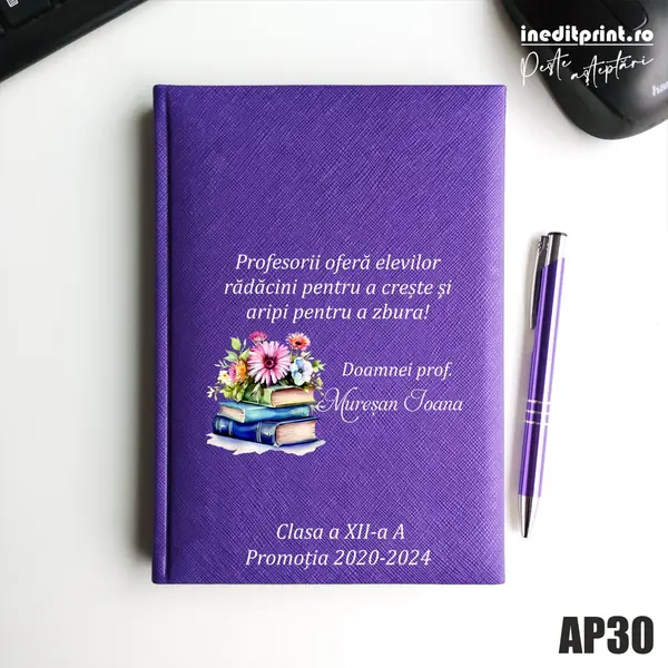 Agenda personalizata 2026 Doamna Profesoara AP30 NEDATATA RT, Mov-Adria
