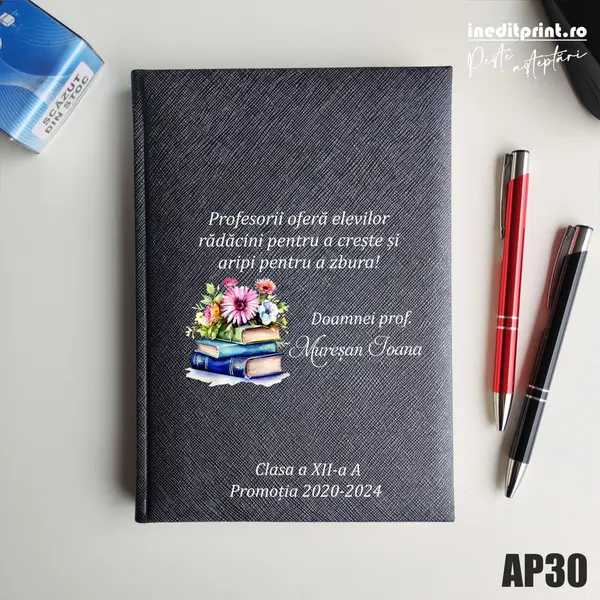 Agenda personalizata 2026 Doamna Profesoara AP30 NEDATATA RT, Gri-Adria