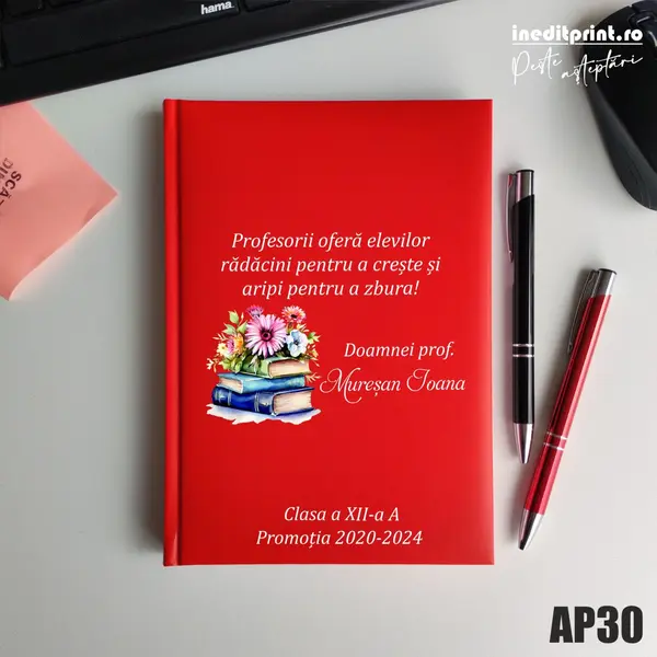 Agenda personalizata 2026 Doamna Profesoara AP30 NEDATATA RT, Rosu