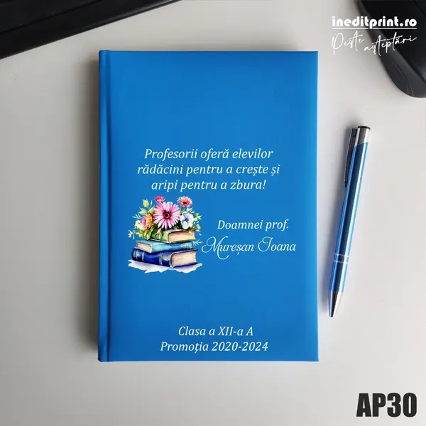 Agenda personalizata 2026 Doamna Profesoara AP30 NEDATATA RT, Bleu