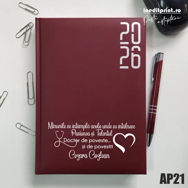 Agenda personalizata 2026 Doctor de poveste AP21 DATATA RT, Bordo
