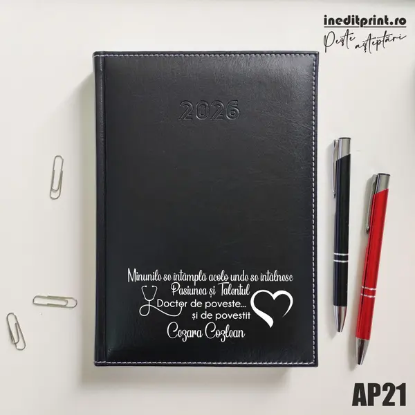 Agenda personalizata 2026 Doctor de poveste AP21 DELUXE H, Corinaldo Negru