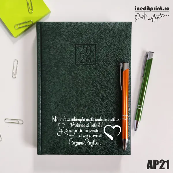 Agenda personalizata 2026 Doctor de poveste AP21 DELUXE H, Edolo Verde