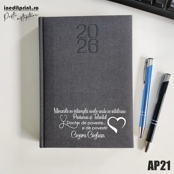 Agenda personalizata 2026 Doctor de poveste AP21 DELUXE PREMIUM, Bard Gri