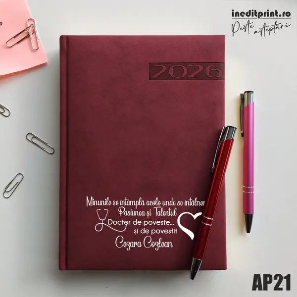 Agenda personalizata 2026 Doctor de poveste AP21 DELUXE PREMIUM, Teano Bordo