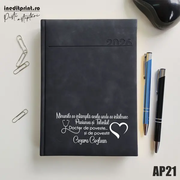 Agenda personalizata 2026 Doctor de poveste AP21 DELUXE PREMIUM, Chia Negru