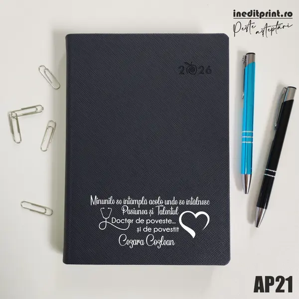 Agenda personalizata 2026 Doctor de poveste AP21 DELUXE PREMIUM, Ortisei Albastru