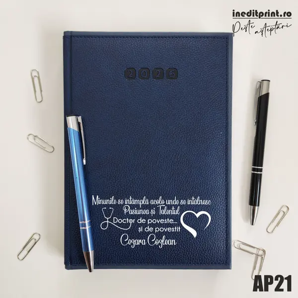 Agenda personalizata 2026 Doctor de poveste AP21 DELUXE PREMIUM, Alghero Albastru
