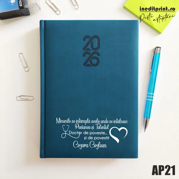 Agenda personalizata 2026 Doctor de poveste AP21 STANDARD HT2, Albastru Petrol