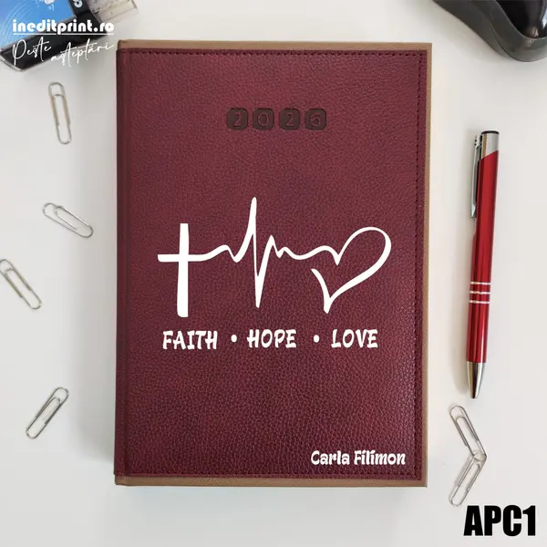 Agenda personalizata 2026 Faith Hope Love APC1 DELUXE PREMIUM, Alghero Bordo