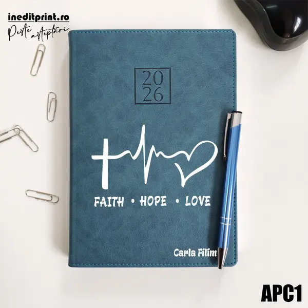 Agenda personalizata 2026 Faith Hope Love APC1 DELUXE PREMIUM, Chianti Verde Cyprus