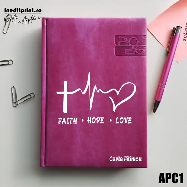 Agenda personalizata 2026 Faith Hope Love APC1 DELUXE PREMIUM, Narni Purpuriu