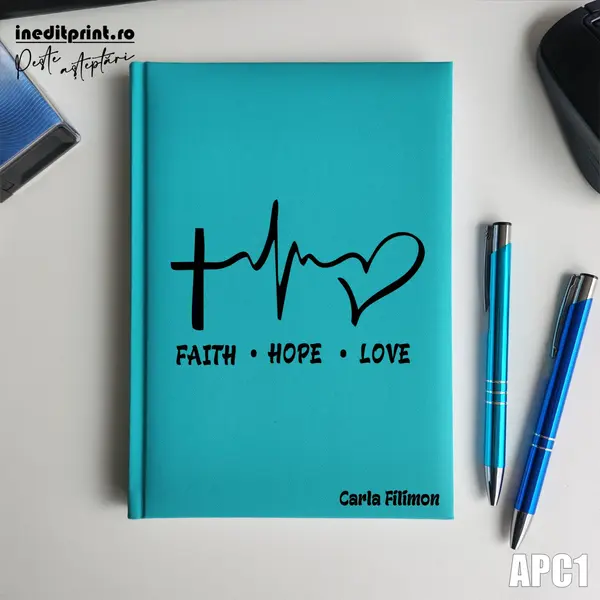 Agenda personalizata 2026 Faith Hope Love APC1 NEDATATA RT, Turcoaz